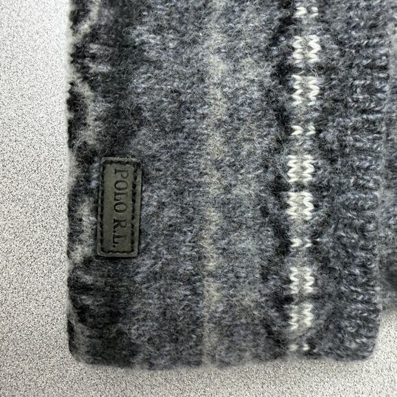 Polo Ralph Lauren Fair Isle Beanie Hat Grey Knit Outdoors Wool Blend Ski Classic - Picture 4 of 6